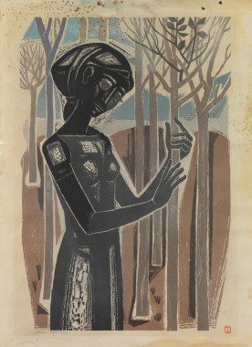 «Γυναίκα με δένδρα» 1987, λιθογραφία 4/5, 79 Χ 59 εκ., αρ. κτ. 160