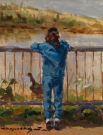 «Κορίτσι στα κάγκελα», 1998, λάδι σε καμβά, 25 Χ 20 εκ., αρ. κτ. 154