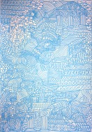 «Colours, light blue» 2018, μαρκαδόρος σε χαρτί, 70 Χ 50 εκ., αρ. κτ. 2554