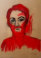 Ο κόκκινος άνθρωπος, 2010, ακρυλικό και κάρβουνο σε ξύλο, 70,4 x 50,3 εκ., αρ. κτ. 3157