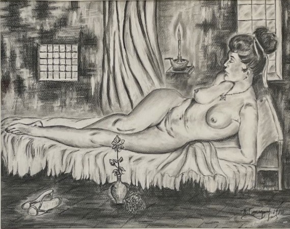 Η φλόγα, 1980, κάρβουνο σε χαρτί, 36.5 Χ 46.7 εκ., αριθμ. κτήσης 4154