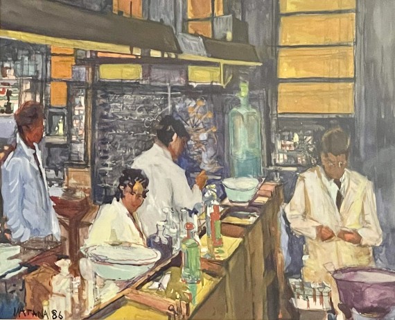 Γιατροί, 1986. Λάδι σε χαρτί, 39 Χ 48 εκ., αρίθμ. κτήσης 4092