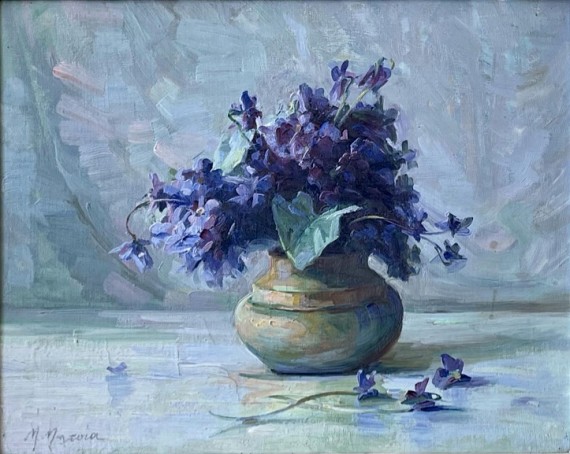 Μενεξέδες, 1942, λάδι σε χαρμποτ, 35 x 45 εκ., αρ. κτ. 4146