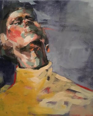 Looking to the side, 2019, ακρυλικό σε χαρτόνι, 40 x 30 εκ., αρ. κτ. 4343