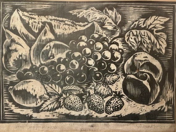 Νεκρή φύση, 1940, ξυλογραφία σε πλάγιο ξύλο, 25 Χ 36 εκ., αρ. κτ. 4497