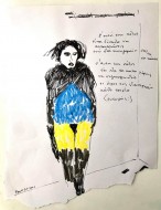 Κακογραμμένη ποίηση ΙΙ, πενάκι & χρωματιστά μολύβια σε χαρτί, 2021, 27.3 x 20.8 εκ., αρ. κτ. 3866