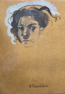 Πορτρέτο νέας, 2015, αυγοτέμπερα σε χαρτόνι, 29.8 x 21.2 εκ., αρ. κτ. 4006