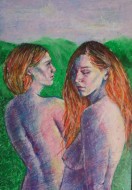 Hiding the sun, 2019, λαδοπαστέλ σε χαρτί, 50 x 35 εκ., αρ. κτ. 4052