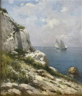 Παραθαλάσσιο τοπίο, λάδι σε χαρτόνι, 41.2 x 35.7 εκ., αρ. κτ. 4119