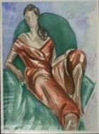 Καθιστή κοπέλα, 2011, ακουαρέλα σε χαρτί, 30.6 Χ 22.8 εκ., αρ. κτ. 850