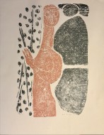 Γυναίκα με λουλούδια, 1964, ξυλογραφία, 40.3 Χ 31.3 εκ., αρ. κτ. 4624