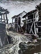 Σοκάκι, ξυλογραφία, 54.4 Χ 41.5 εκ., αρ. κτ. 4732